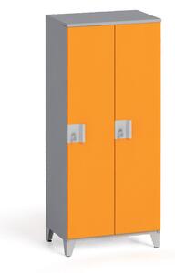 Szafa ubraniowa dwuczęściowa 1400 x 600 x 400 mm, szary/pomarańczowy