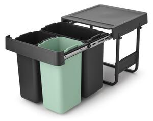 Miętowo-ciemnoszary plastikowy kosz na śmieci do segregacji odpadów do zabudowy 40 l Sort&Go – Brabantia