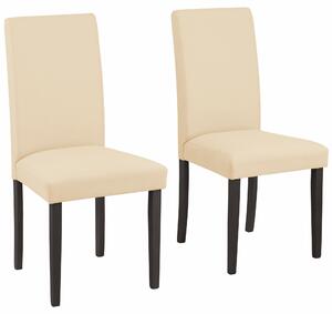 Beżowe, proste krzesła - 4 sztuki, nogi ciemne
