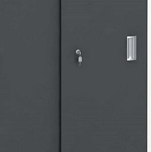Szafa biurowa PRIMO, przesuwne drzwi na 3 półki, 1781 x 800 x 420 mm, biały / grafitowy