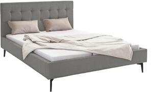 Szlachetne, tapicerowane łóżko, szare 160x200 cm