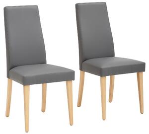 Klasyczne szare krzesła z imitacji skóry, bukowe - 2 sztuki