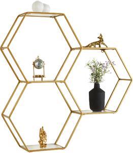 Fascynująca, złota półka ścienna w formie heksagonu