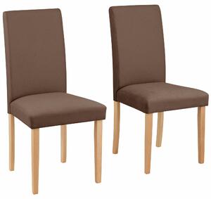Proste, klasyczne brązowe krzesła - zestaw 2 sztuki