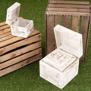 Zestaw drewnianych pudełek vintage, biały