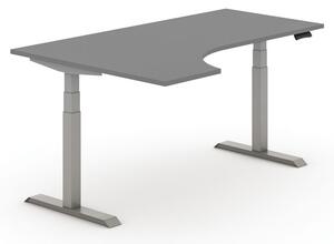 Stół z regulacją wysokości PRIMO ADAPT, elektryczny, 1800x1200X625-1275 mm, ergonomiczny prawy, antracyt, szary stelaż