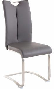 Szare krzesła na płozach, ze sztucznej skóry - 2 sztuki