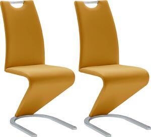 Nowoczesne krzesła w kolorze curry, sztuczna skóra - 2 sztuki