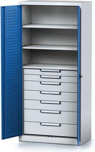 Alfa 3 Szafa warsztatowa MECHANIC, 1950 x 920 x 500 mm, 3 półki, 7 szuflad, niebieskie drzwi