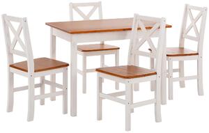 Stół i 4 krzesła do jadalni, w stylu prowansalskim, biało-miodowy