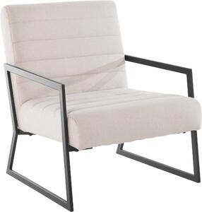 Beżowy fotel z czarną metalową ramą, nowoczesny styl