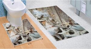 Komplet dywaników łazienkowych Muszle morskie 3D, 60 x 100 cm, 50 x 60 cm