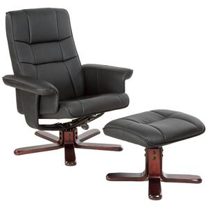 Tectake 401438 fotel wypoczynkowy z podnóżkiem - czarne/brązowo
