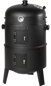 Tectake 400820 grill na węgiel drzewny, wędzarnia, parowar 3w1 - czarny