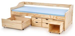 Jednoosobowe łóżko drewniane z szufladami Nixer