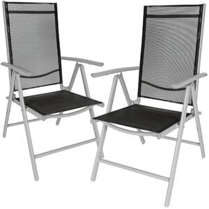 Tectake 401631 2 x krzesło ogrodowe składane - czarny/srebrny