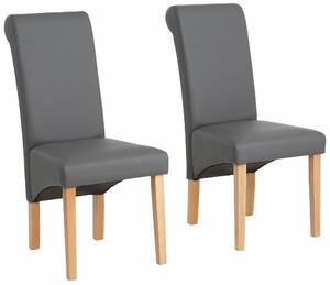 Krzesła szare, ekoskóra, lite drewno bukowe 2 sztuki