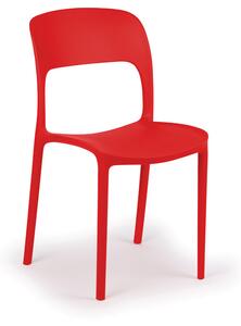 Stół do jadalni 180x90 + 6x krzesło plastikowe REFRESCO czerwone