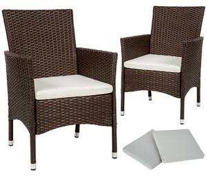 Tectake 404550 zestaw 2 krzeseł ogrodowych z polirattanu - brązowy/beżowy