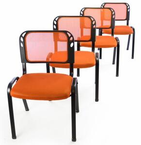 Zestaw 4 krzeseł kongresowych do ustawiania w stosy - pomara