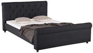 Tapicerowane łóżko ze stylowym wezgłowiem, czarne