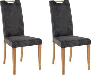 Wytrzymałe krzesła z dębowymi nogami, antracytowe - 2 sztuki