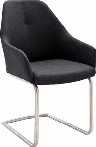 Eleganckie antracytowe krzesła, metalowy wspornik - 2 sztuki
