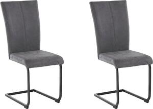 Nowoczesne szare krzesła na czarnych płozach - 2 sztuki