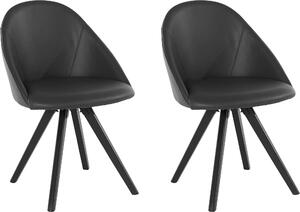 Czarne krzesła z prawdziwej skóry na dębowych nogach - 2 sztuki