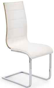 Nowoczesne krzesło na płozach Baster - biały + dąb sonoma