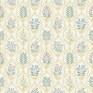 Tapety Botaniczne medaliony w kratce, pastelowe odcienie, Tapety Z kwiatami, a00579 : Uwalls.pl