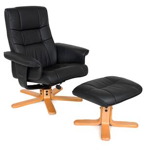 Tectake 401058 fotel wypoczynkowy z podnóżkiem - czarny/beżowy