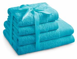 AmeliaHome Komplet ręczników Amari turkusowy, 2 szt. 50 x 100 cm, 2 szt. 70 x 140 cm