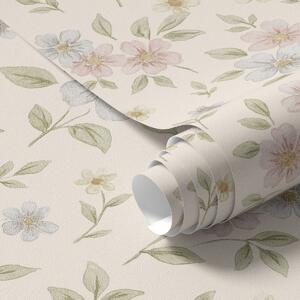 Tapety Pastelowe kwiaty łąkowe na kremowym tle, Tapety Z kwiatami, a00596 : Uwalls.pl