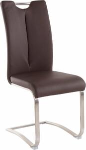 Brązowe krzesła na płozach, ze sztucznej skóry - 2 sztuki