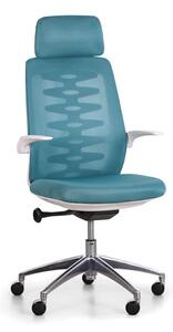 Krzesło biurowe z oparciem siatkowym SITTA WHITE, turkus