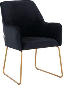 Czarny fotel na metalowych nogach, w stylu retro