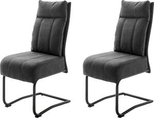Ciemnoszare krzesła na metalowej ramie - 2 sztuki, sprężyny w siedzisku