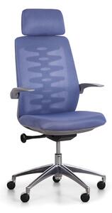 Krzesło biurowe z oparciem siatkowym SITTA GREY, niebieski