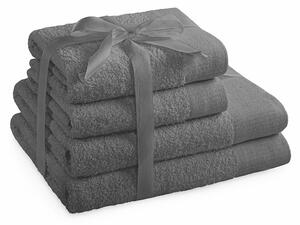 AmeliaHome Komplet ręczników Amari ciemnoszary, 2 szt. 50 x 100 cm, 2 szt. 70 x 140 cm