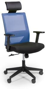 Krzesło biurowe z oparciem z siatki WOLF 1+1 GRATIS, niebieski