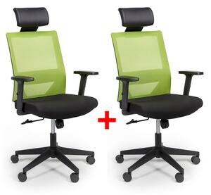 Krzesło biurowe z oparciem z siatki WOLF 1+1 GRATIS, zielony