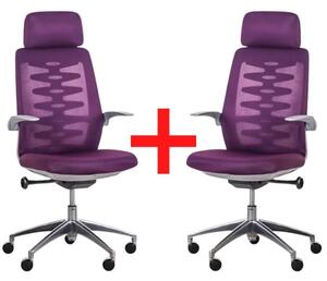 Krzesło biurowe z siatkowym oparciem SITTA GREY, 1+1 GRATIS, fioletowy