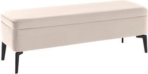Kremowa ławka ze schowkiem, styl skandynawski 140 cm