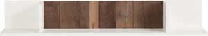 Biała półka, plecy z odzyskanego drewna, 140 cm