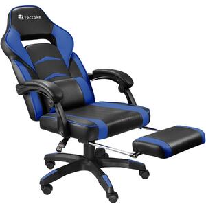 Tectake 404743 fotel biurowy comodo z podnóżkiem - czarny/niebieski