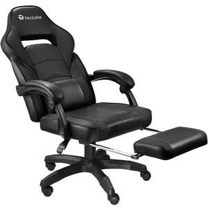 Tectake 404740 fotel biurowy comodo z podnóżkiem - czarny/czarny