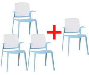 Plastikowe krzesła GEORGE, 3+1 GRATIS, niebieski