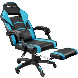 Tectake 404741 fotel biurowy comodo z podnóżkiem - czarno/błękitny