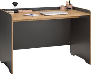 Grafitowe biurko, blat w kolorze dębu, skandynawskie